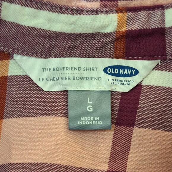 Old Navy Boyfriend Shirt Women's Large Flannel Plaid Classic Cozy Comfy Outdoor - Picture 2 of 6